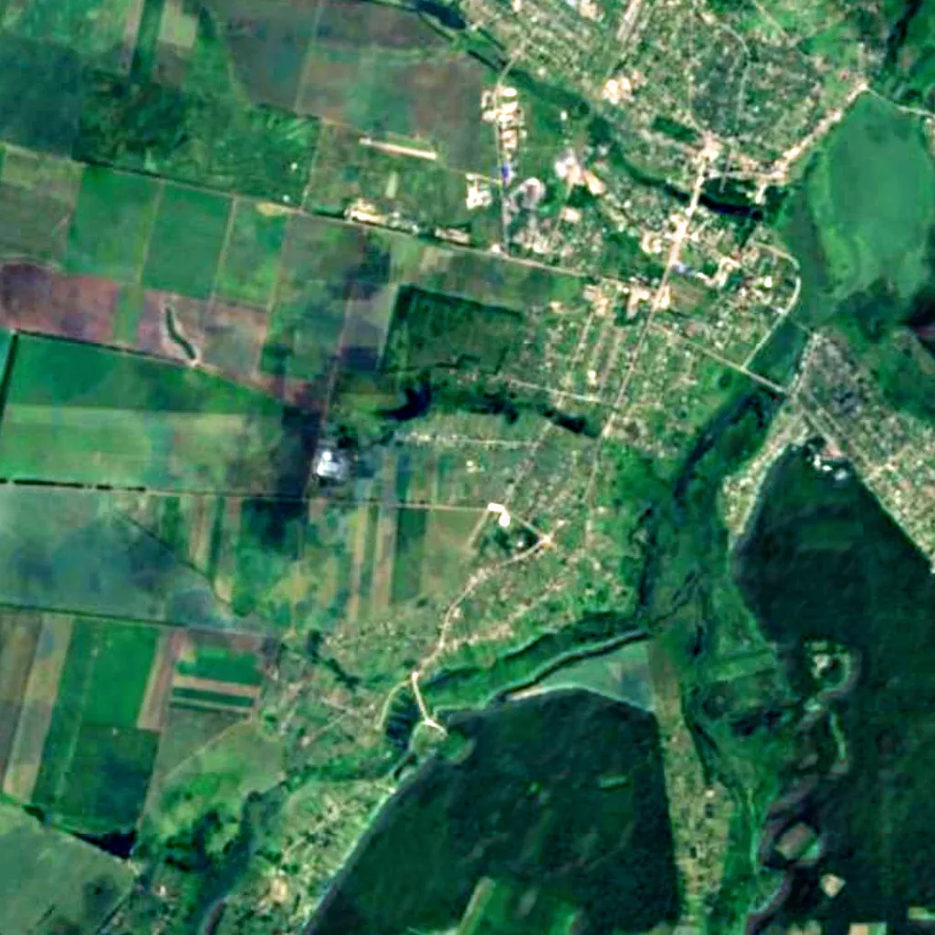 Astronomisches Observatorium Andruschiwka von oben gesehen (Sentinel-2)