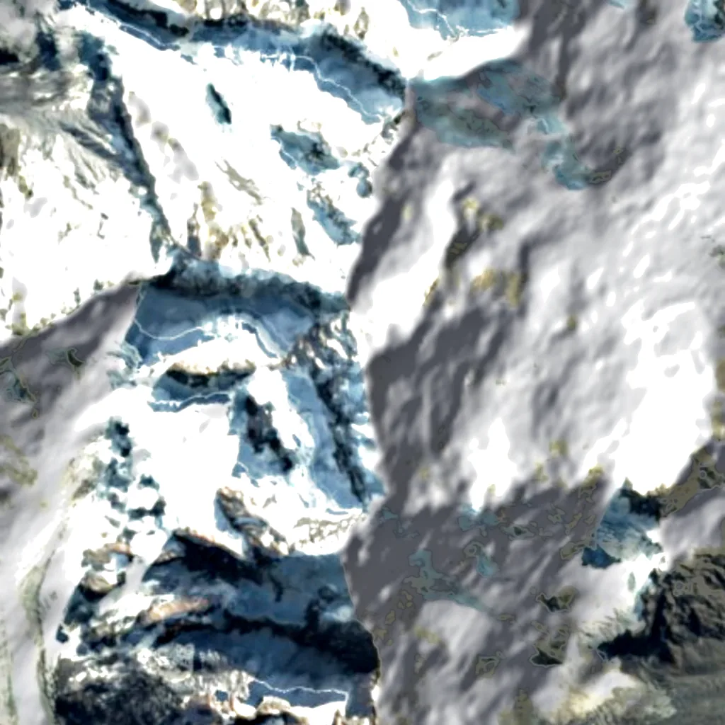 Aoraki/Mont Cook vu d'en haut (Sentinel-2)
