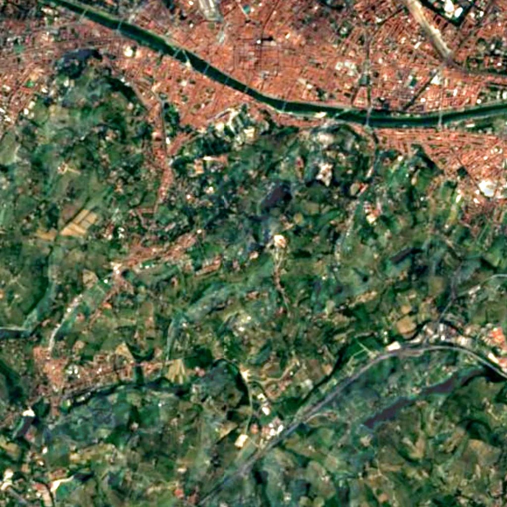 Observatorio Astrofísico de Arcetri visto desde arriba (Sentinel-2)