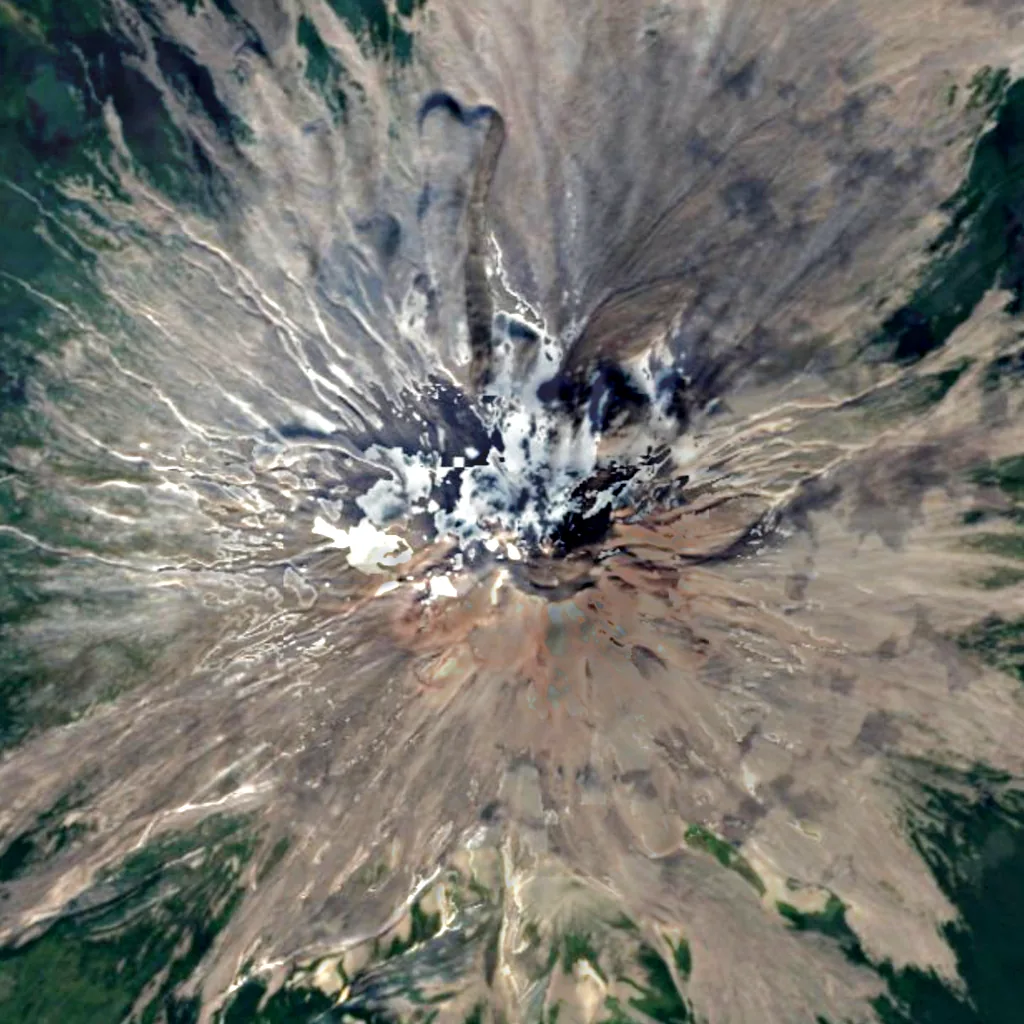 Monte Augustine visto desde arriba (Sentinel-2)