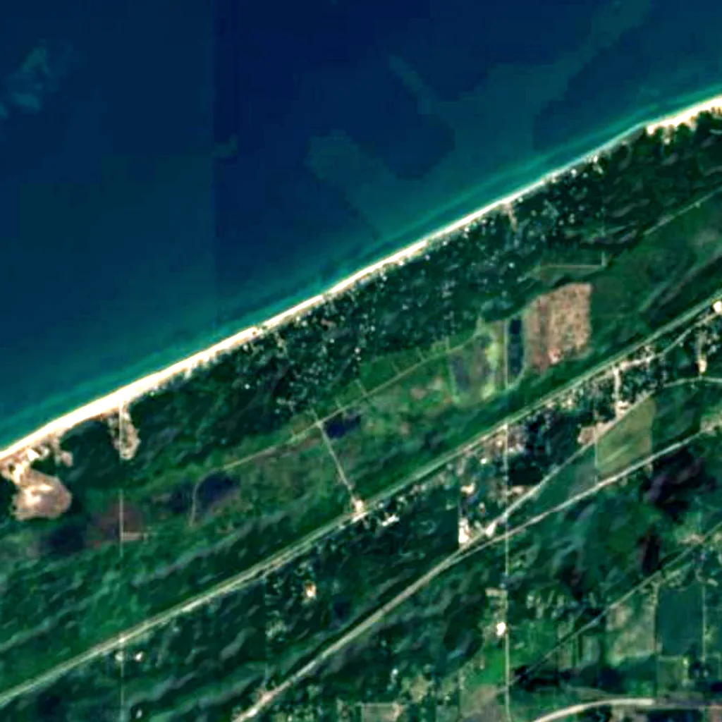 Beverly Shores von oben gesehen (Sentinel-2)