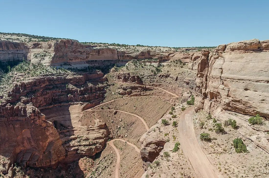 Shafer Canyon Road as seen from Shafer Canyon Outlook, Canyonlands National Park 20110815 1