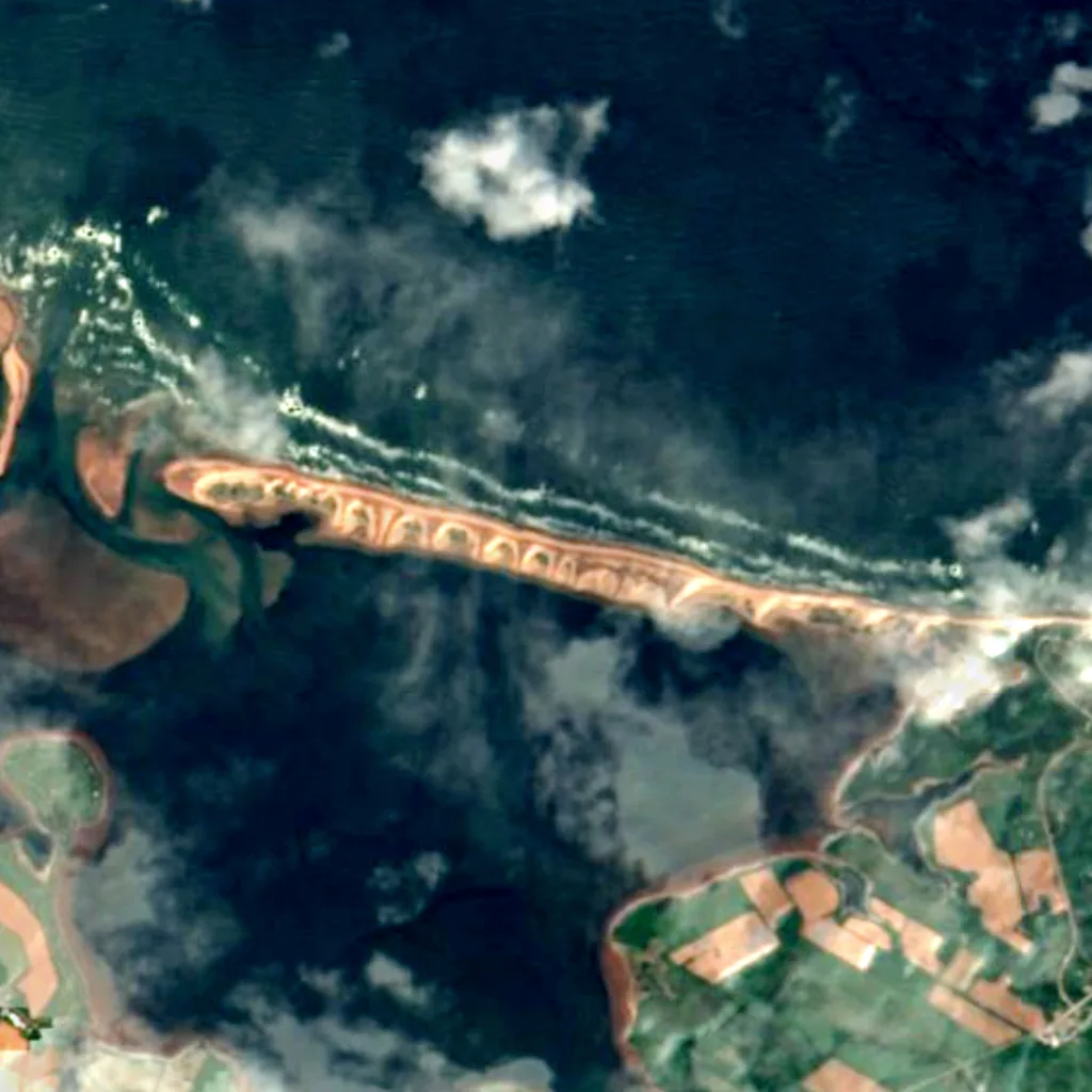 Cavendish Beach van boven gezien (Sentinel-2)