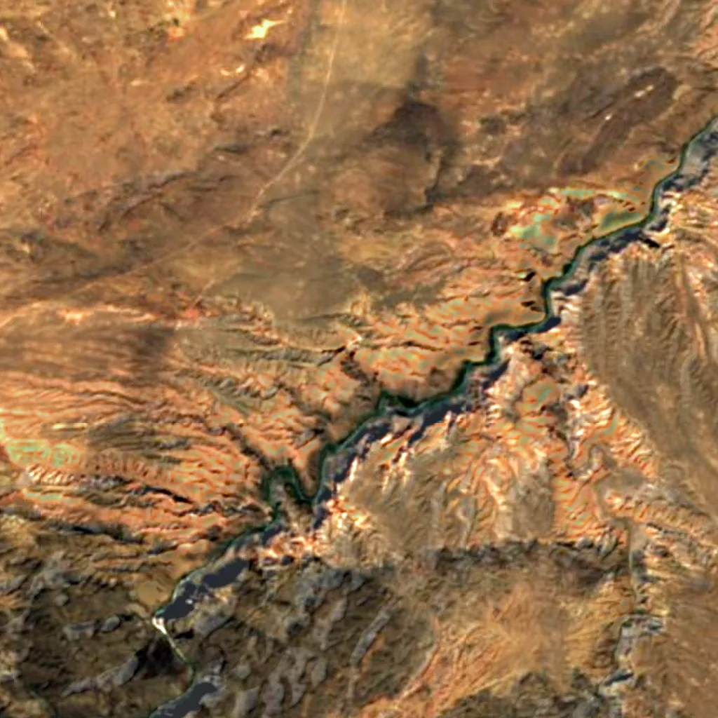 Cânion de Charyn visto de cima (Sentinel-2)