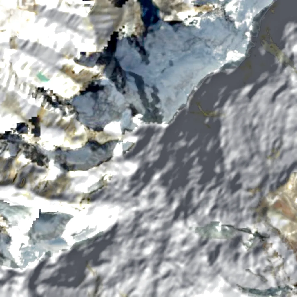 Chomolhari vu d'en haut (Sentinel-2)