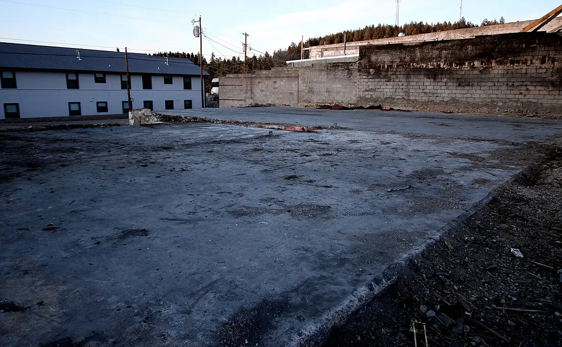 Remnants of the 2010 Cloudcroft fire a bare concrete pad (5508695336)