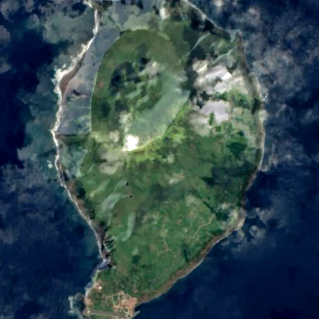Isla de Corvo visto desde arriba (Sentinel-2)