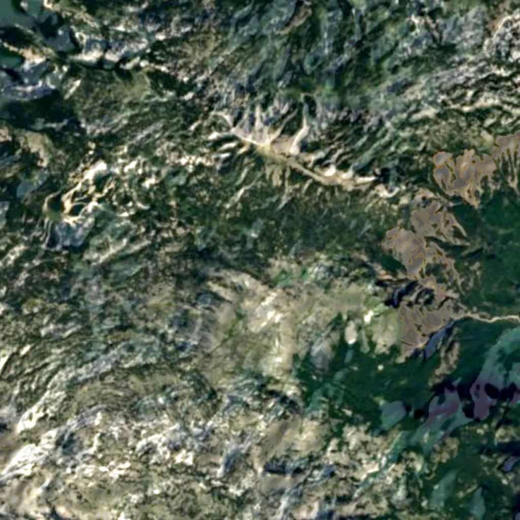 Čvrsnica visto desde arriba (Sentinel-2)