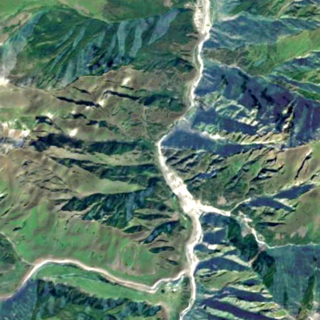 Darial Gorge seen from above (Sentinel-2)