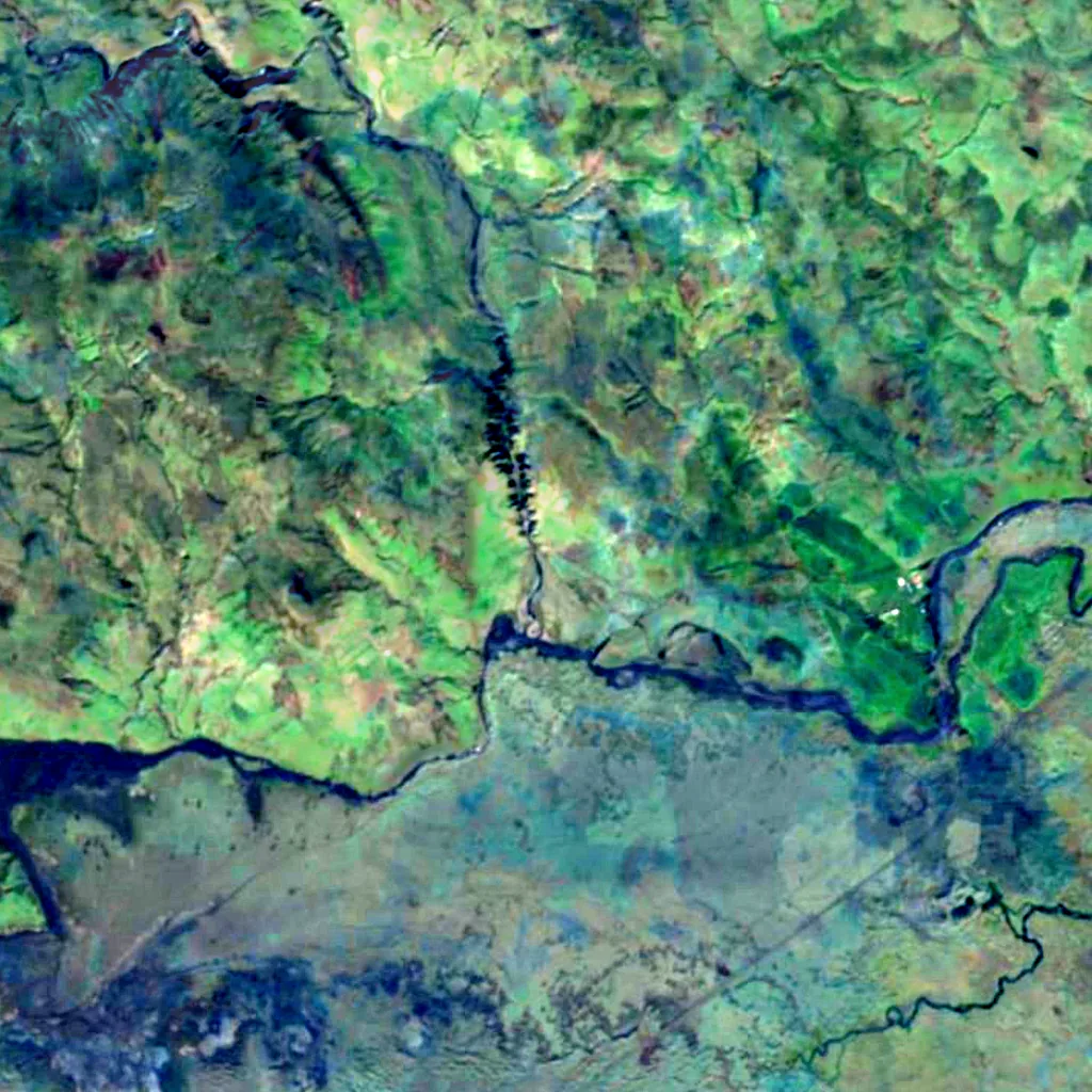 Fjaðrárgljúfur vu d'en haut (Sentinel-2)