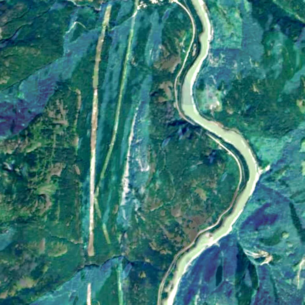 Fraser Canyon visto dall'alto (Sentinel-2)