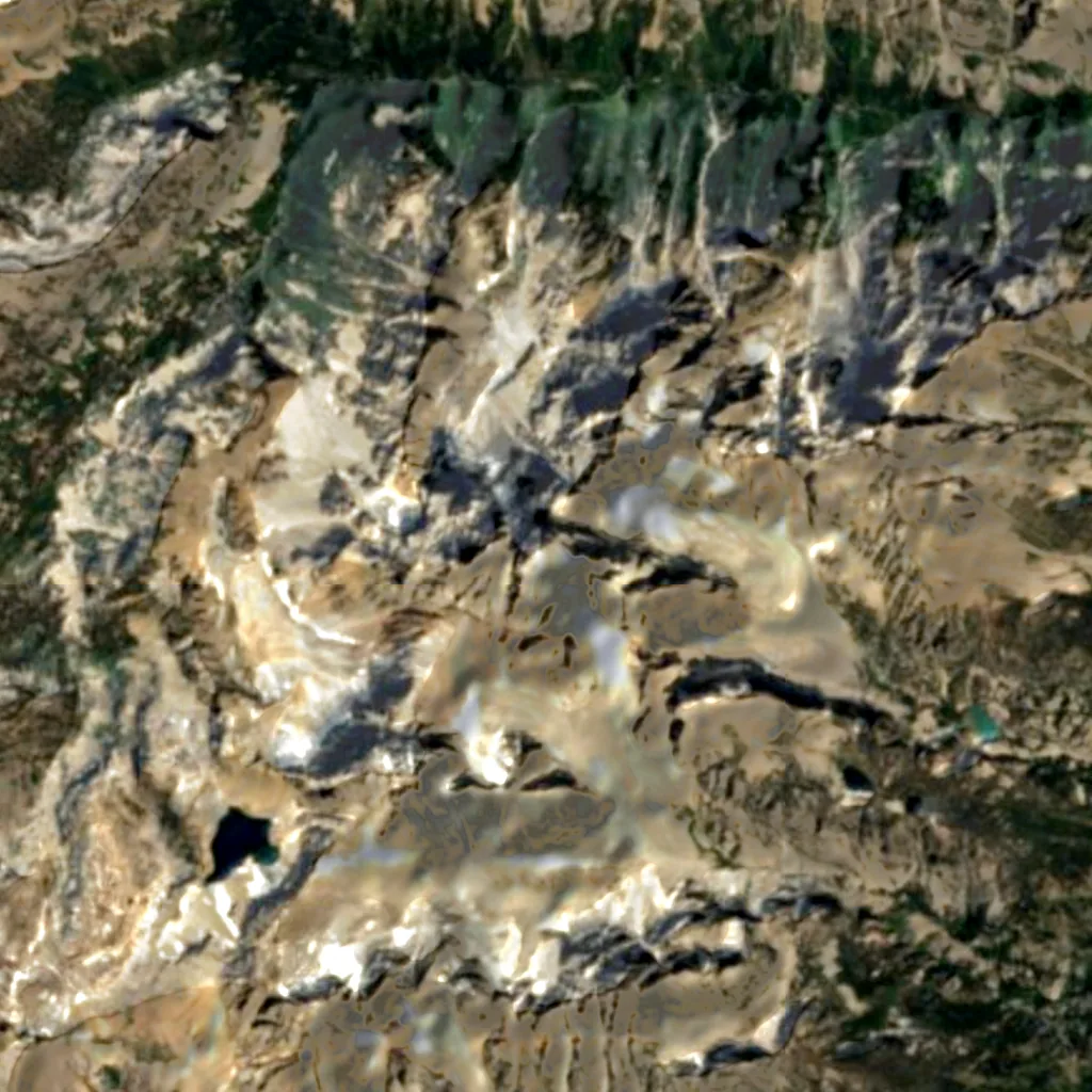 Grand Teton visto dall'alto (Sentinel-2)