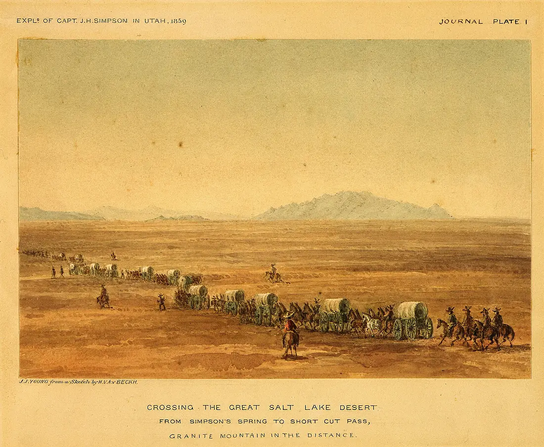 Crossing the Great Salt Lake Desert From Simpson's Spring to Short Cut Pass, Granite Mountain in the - NARA - 305637