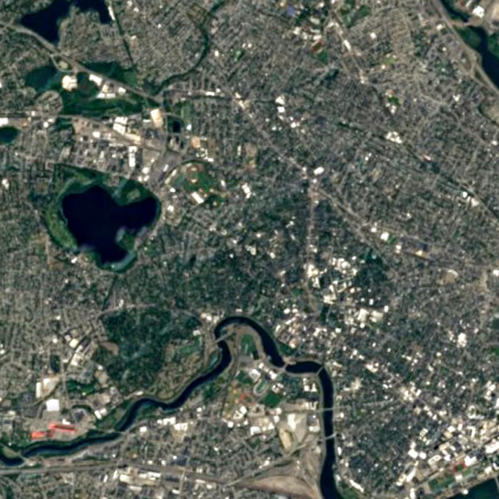 Harvard-College-Observatorium von oben gesehen (Sentinel-2)