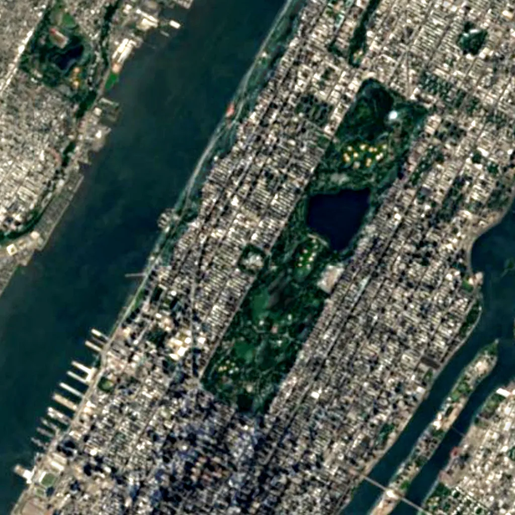 Planétarium Hayden vu d'en haut (Sentinel-2)