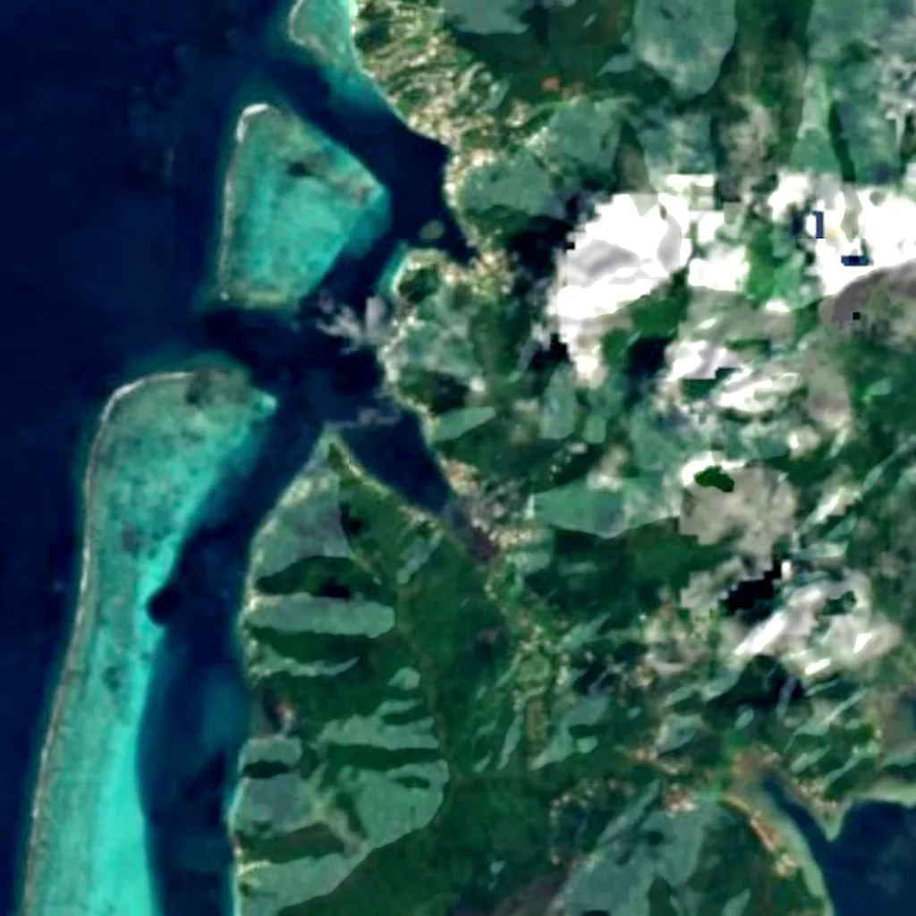 Huahine seen from above (Sentinel-2)