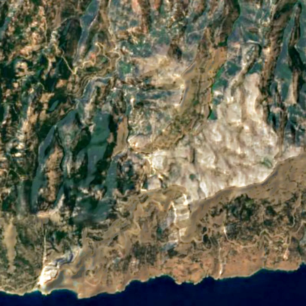 Ikaria van boven gezien (Sentinel-2)