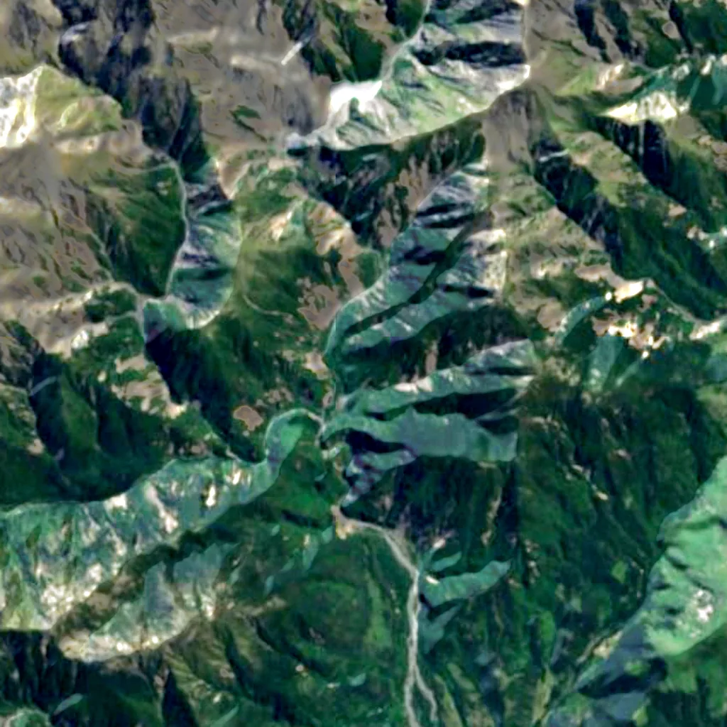 Kaikōura Dark Sky Sanctuary von oben gesehen (Sentinel-2)