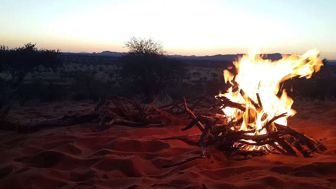 Fire on a Dune in the Kalahari