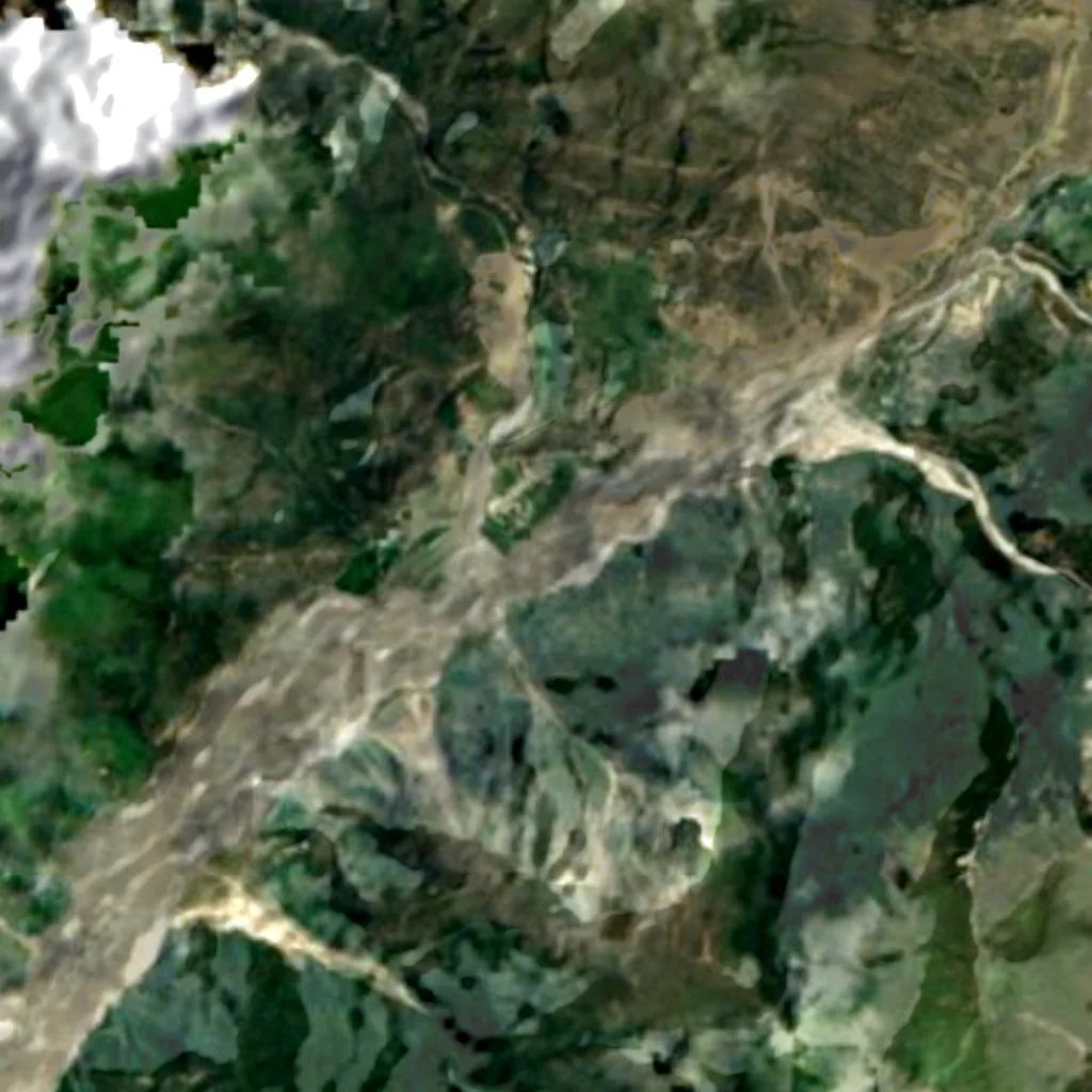 Gola del Kali Gaṇḍakī visto dall'alto (Sentinel-2)
