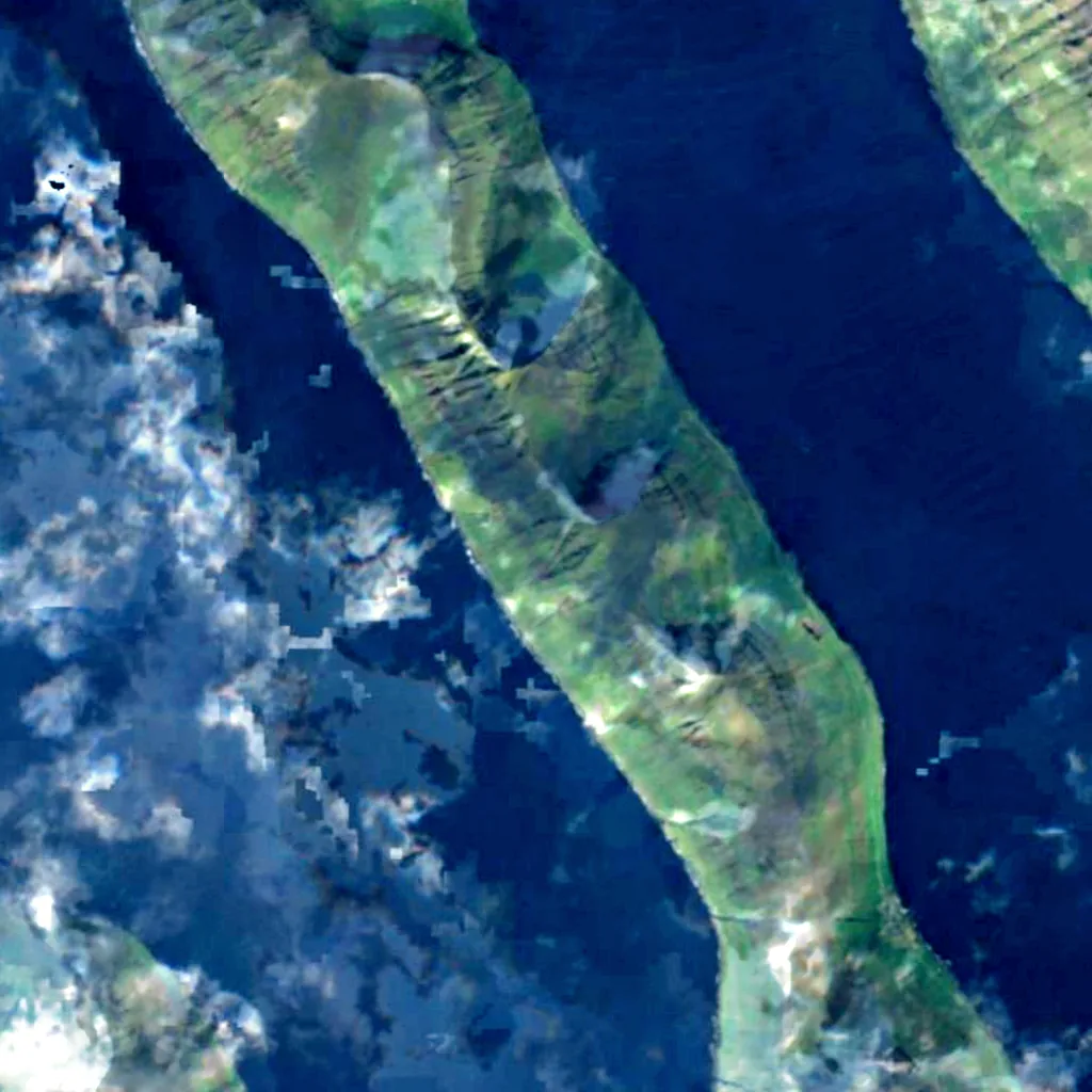 Kalsoy visto desde arriba (Sentinel-2)