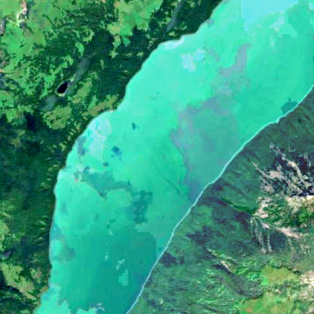 Hanasmeer van boven gezien (Sentinel-2)