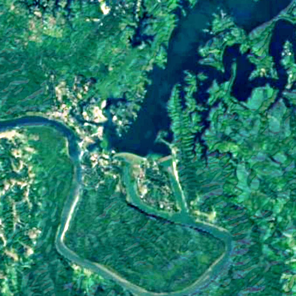 Lac Kaptai vu d'en haut (Sentinel-2)