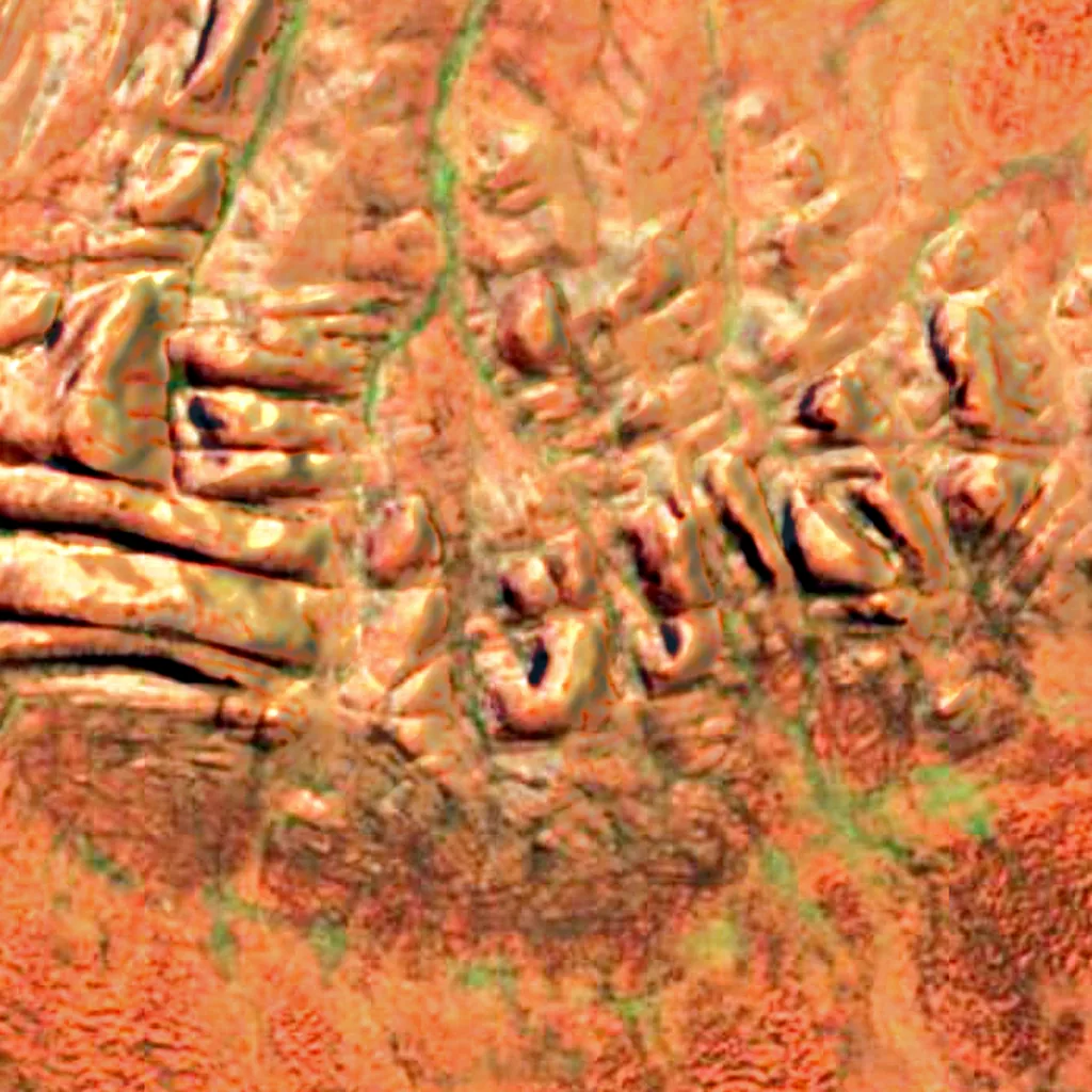 Kata Tjuta seen from above (Sentinel-2)
