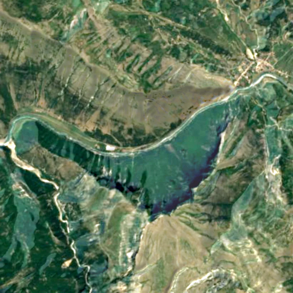Schlucht von Këlcyra von oben gesehen (Sentinel-2)