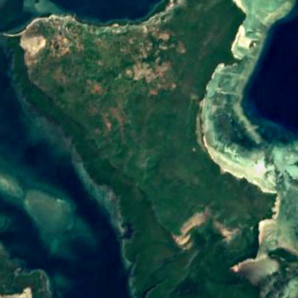 Kilwa Kisiwani von oben gesehen (Sentinel-2)