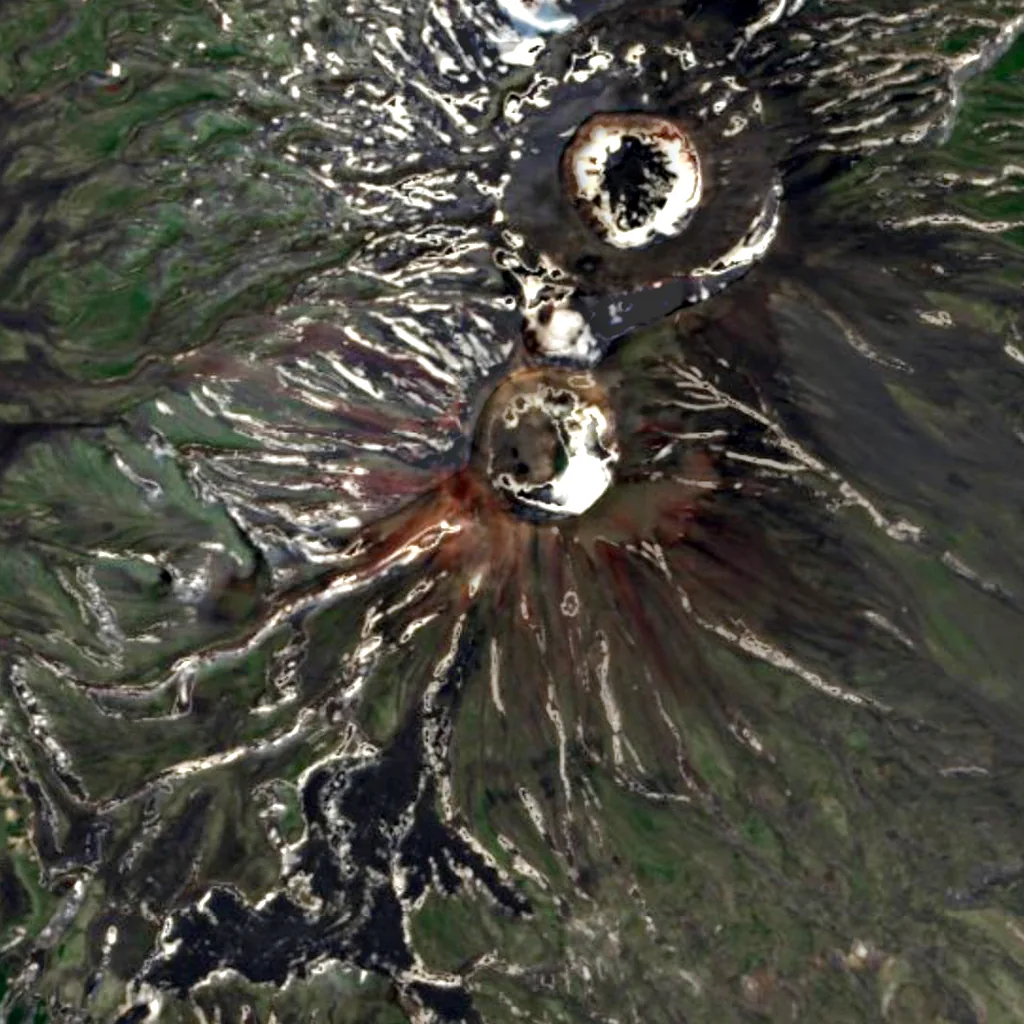 Krašeninnikov visto dall'alto (Sentinel-2)