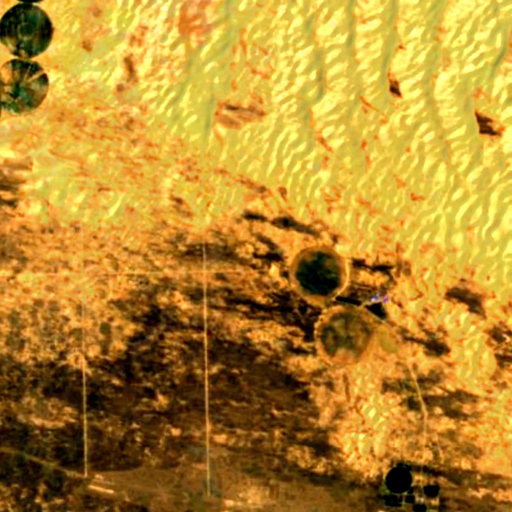 Kubuqi-Wüste von oben gesehen (Sentinel-2)