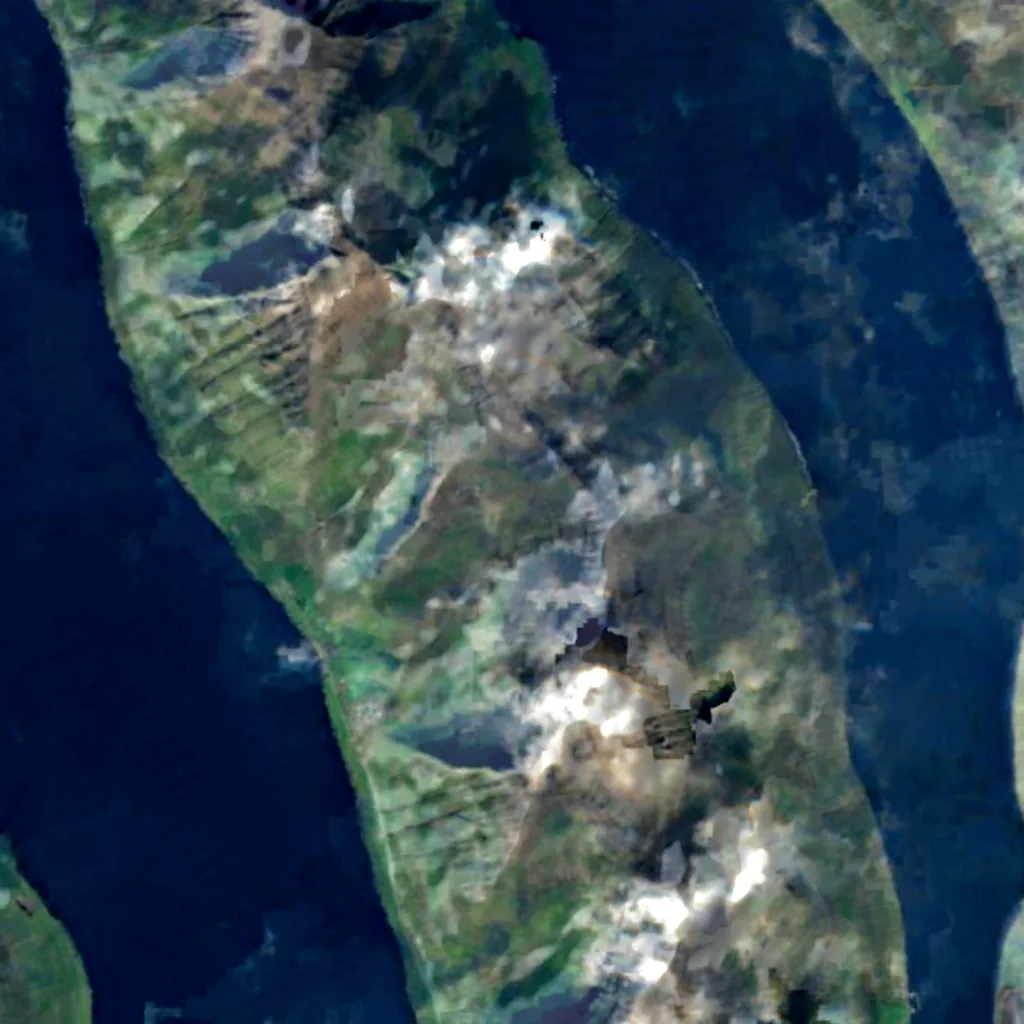 Kunoy von oben gesehen (Sentinel-2)