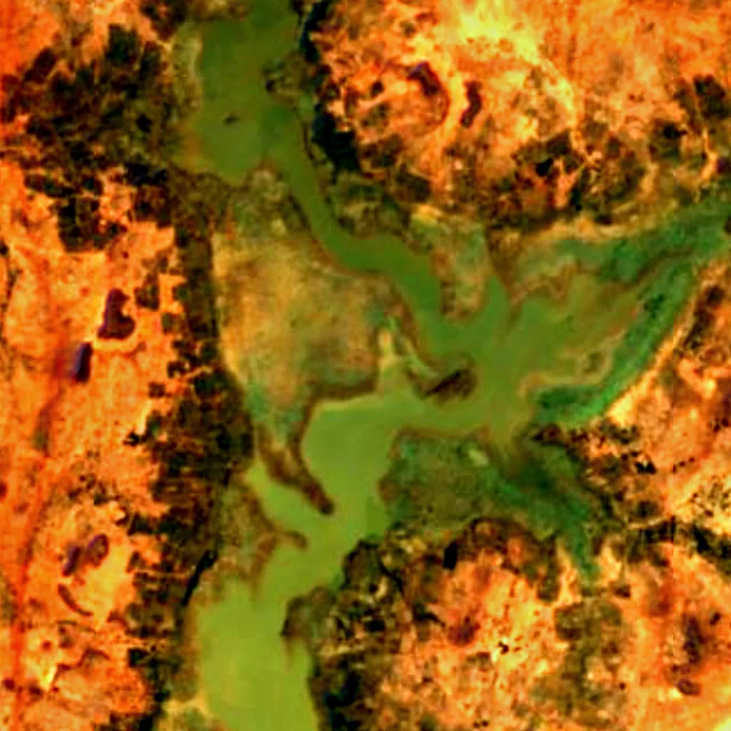 Lake Bam visto desde arriba (Sentinel-2)