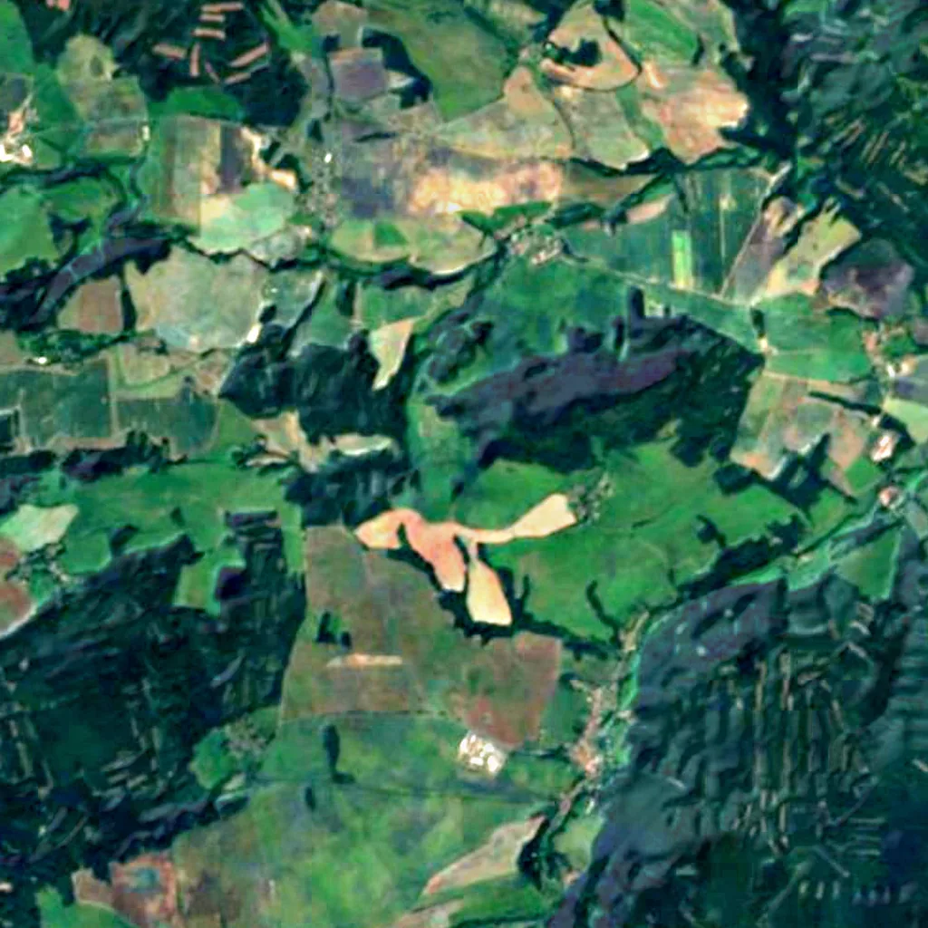 Manětín Dark Sky Park vu d'en haut (Sentinel-2)