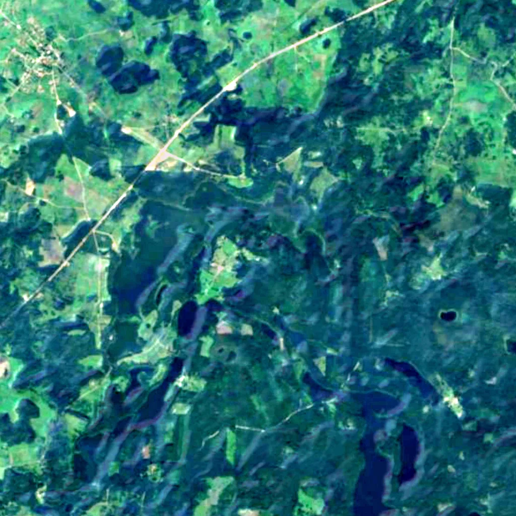 Astronomisches Observatorium Molėtai von oben gesehen (Sentinel-2)