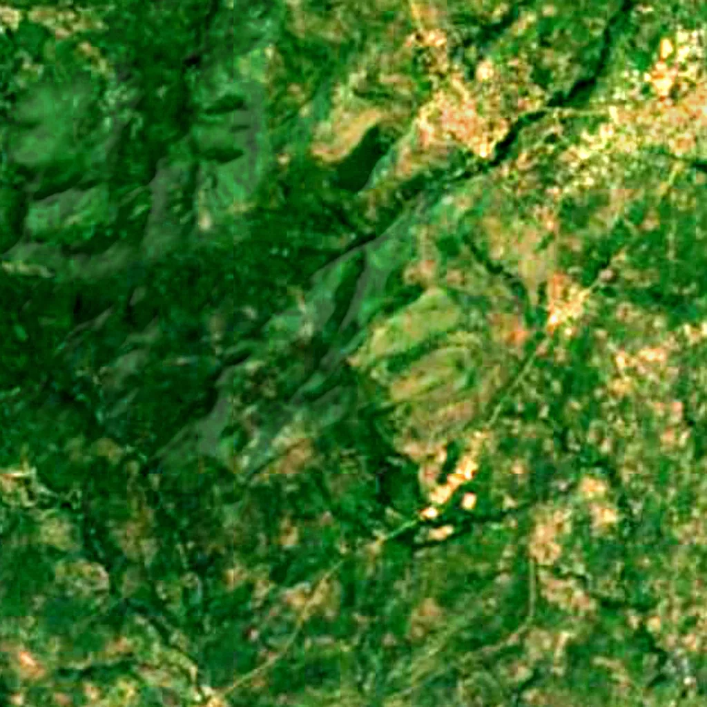 Mont Sokbaro vu d'en haut (Sentinel-2)