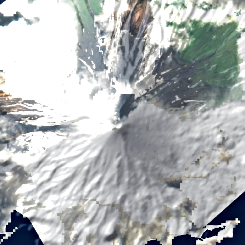Vulcano Cleveland visto dall'alto (Sentinel-2)