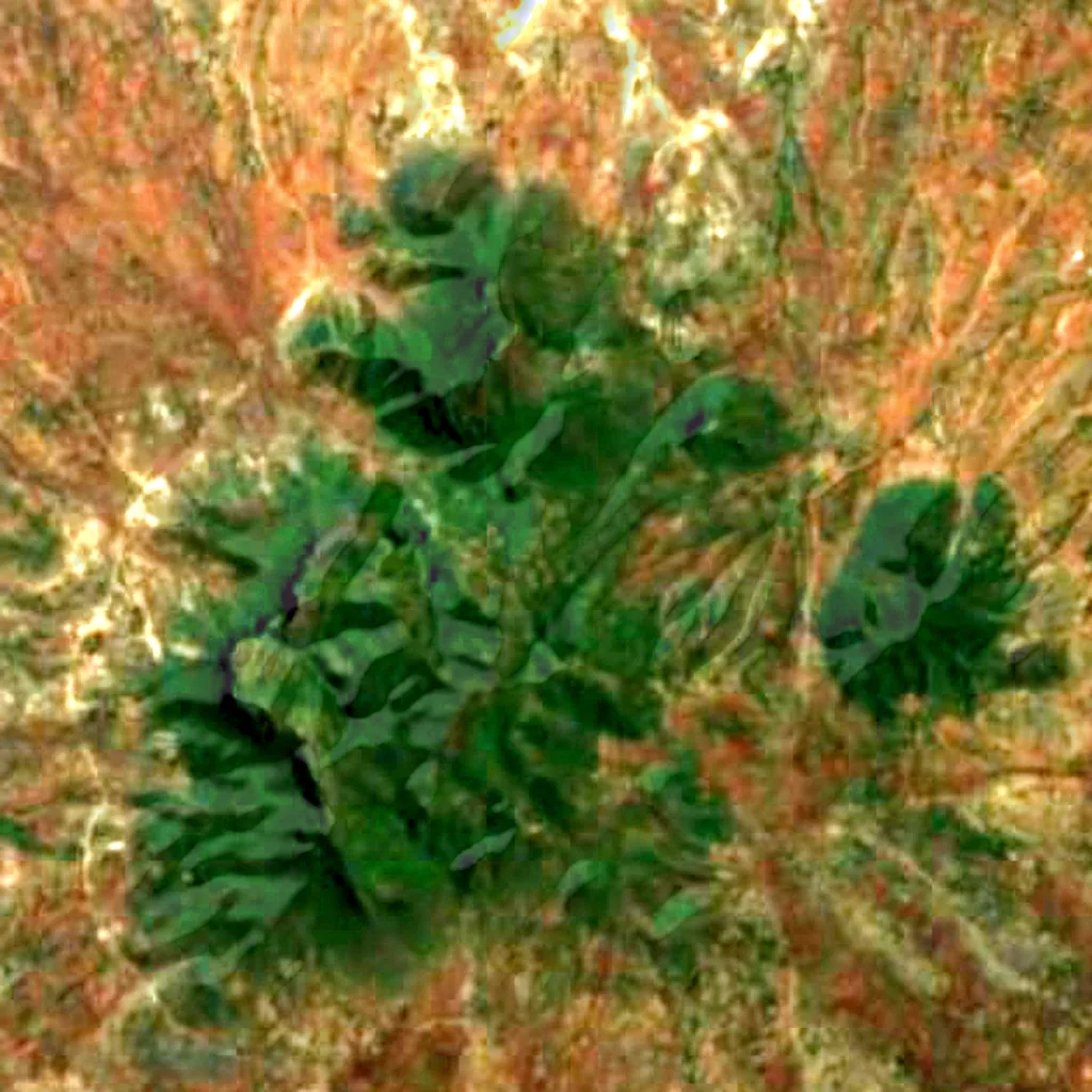 Mount Homa van boven gezien (Sentinel-2)