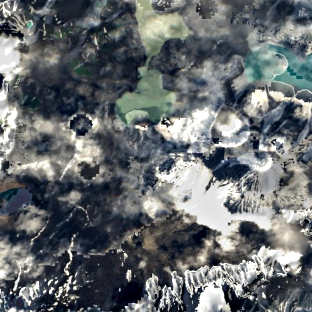 Monte Okmok visto de cima (Sentinel-2)