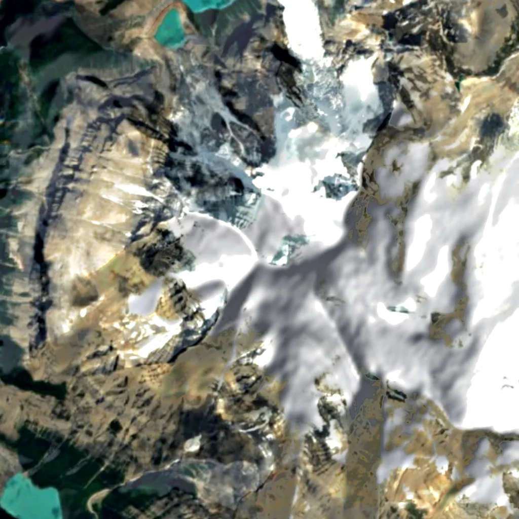 Mount Robson van boven gezien (Sentinel-2)