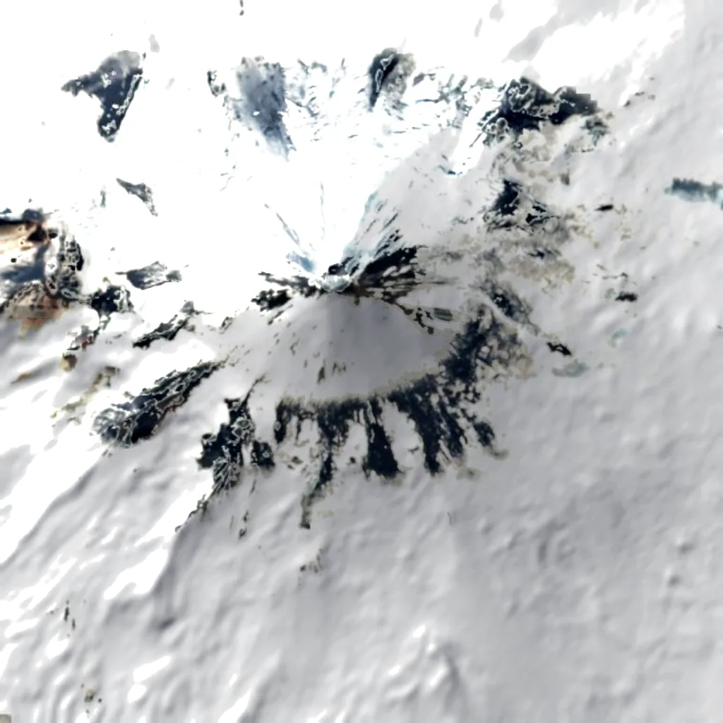 Monte Shishaldin visto desde arriba (Sentinel-2)