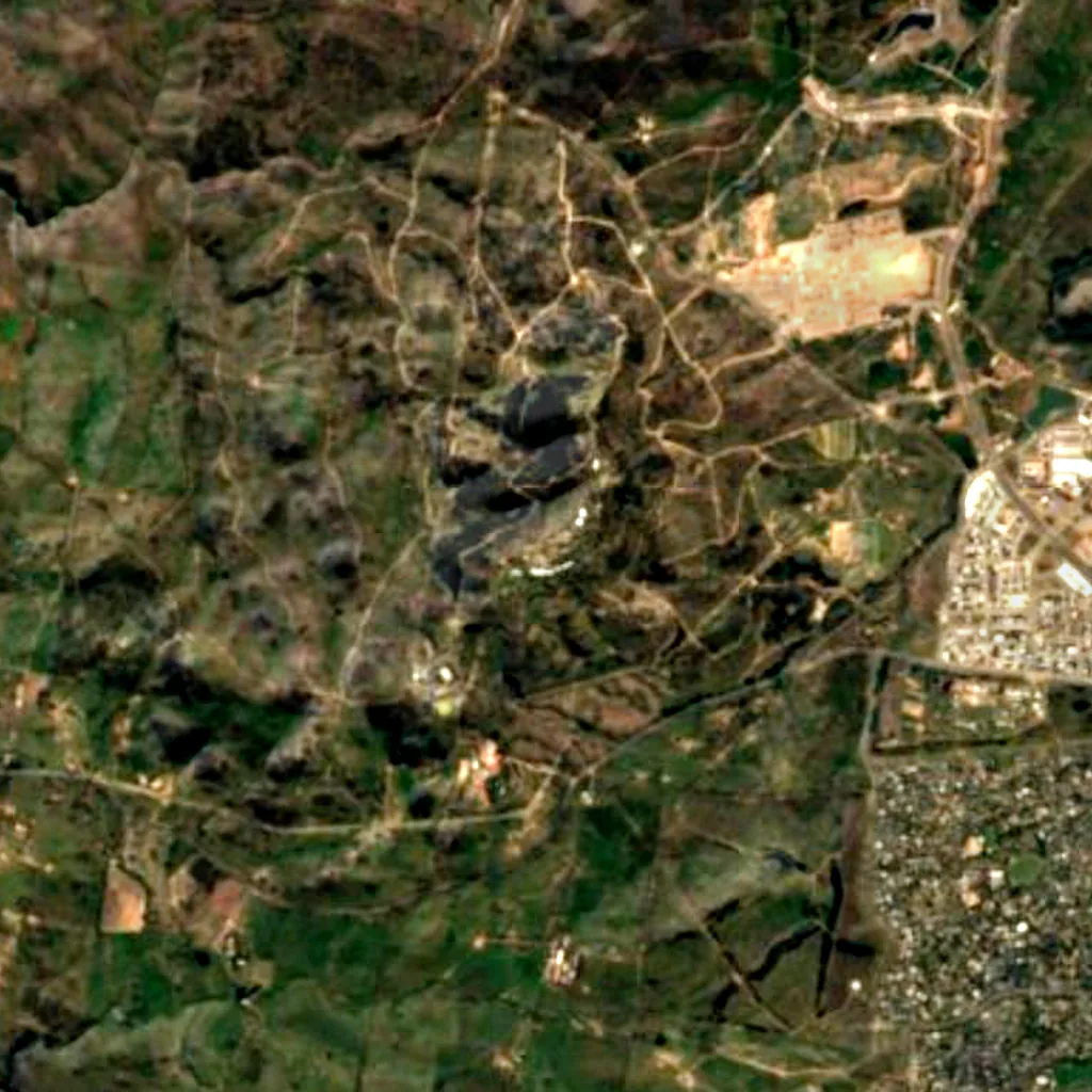 Observatorio de Monte Stromlo visto desde arriba (Sentinel-2)