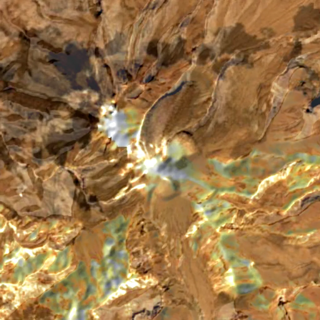 Taftan von oben gesehen (Sentinel-2)