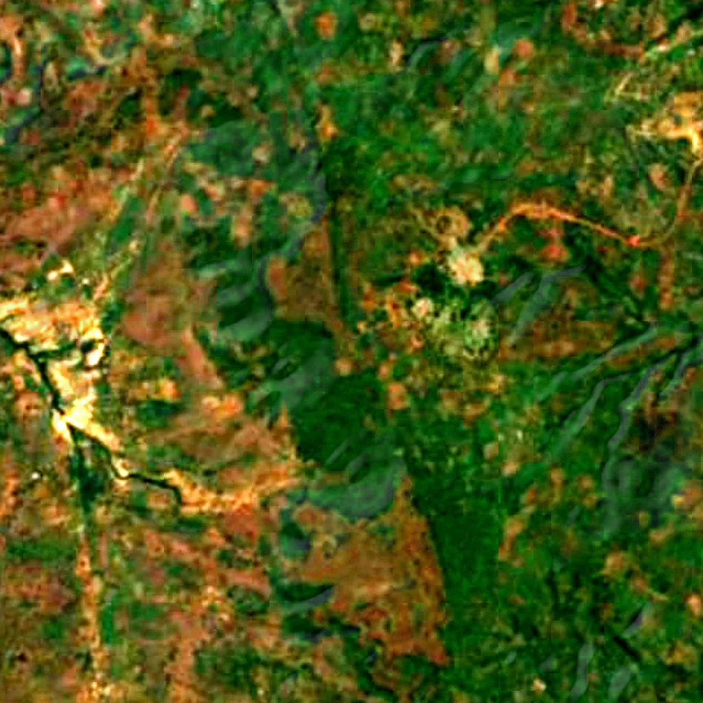 Tena Kourou visto dall'alto (Sentinel-2)