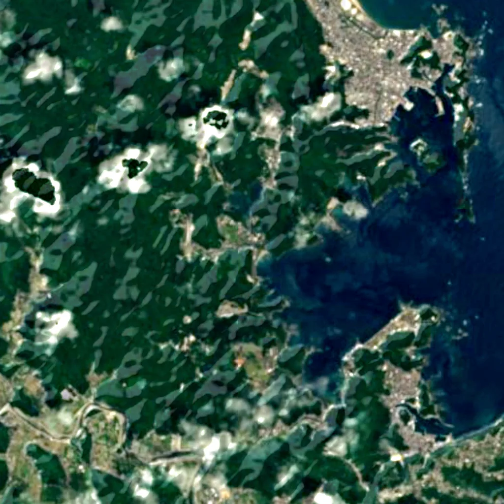 Nachi-Katsuura-Observatorium von oben gesehen (Sentinel-2)
