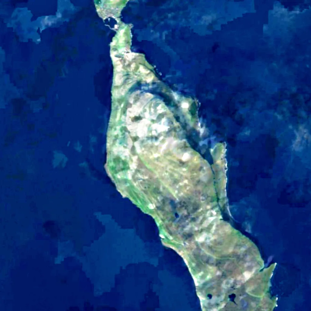 Nólsoy visto desde arriba (Sentinel-2)