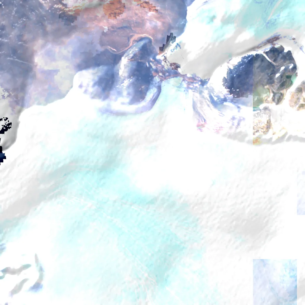 Nordaustlandet vu d'en haut (Sentinel-2)