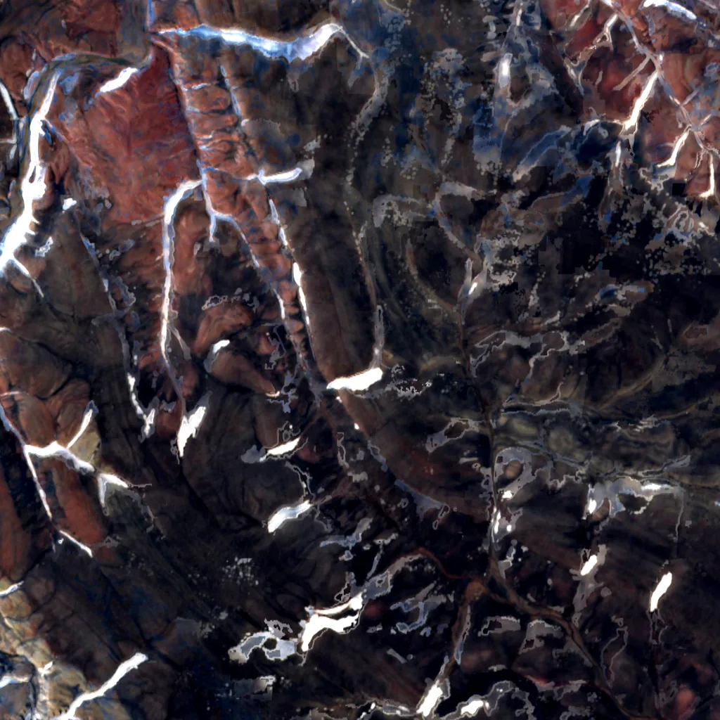 Isola della Rivoluzione d'Ottobre visto dall'alto (Sentinel-2)