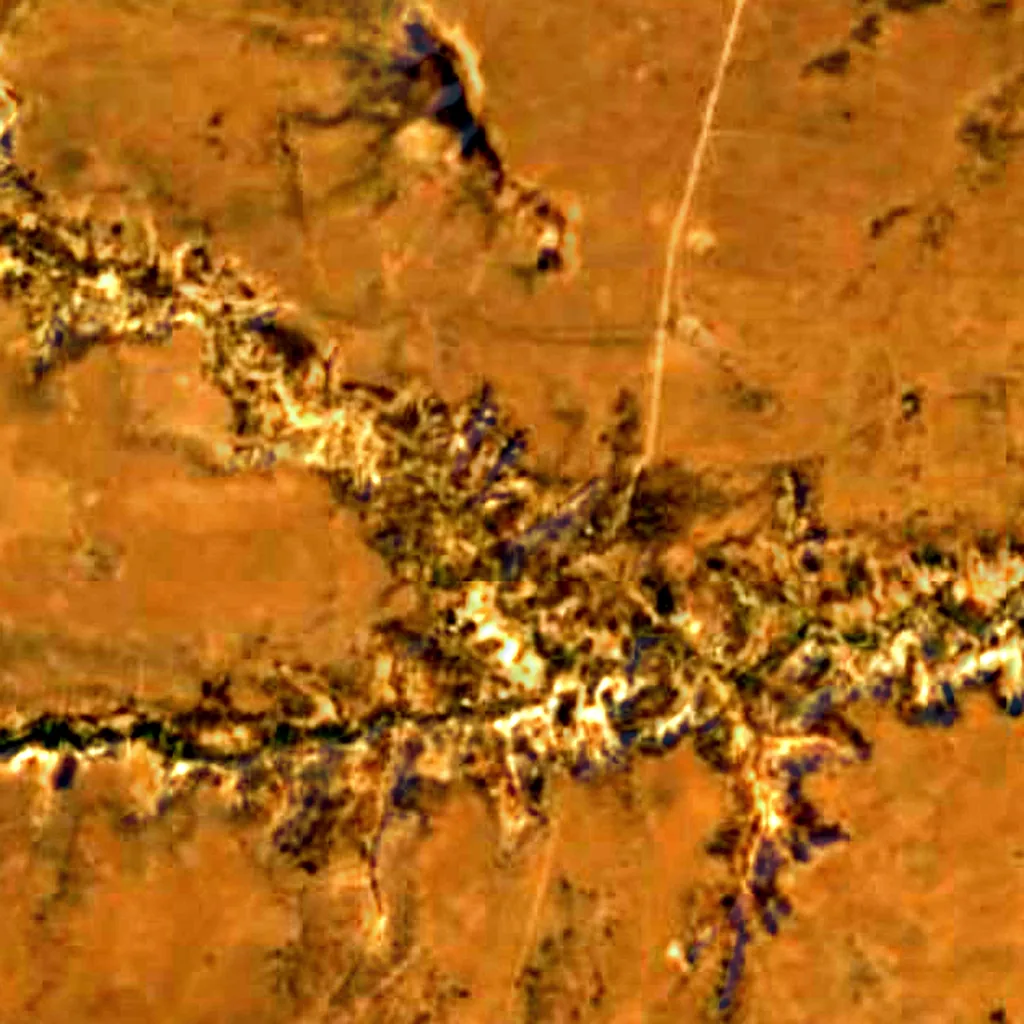 Olduvai-Schlucht von oben gesehen (Sentinel-2)